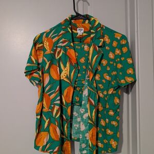 Tabitha Brown/Target Limited Edition - Vibrant Green and Orange Floral Shirt